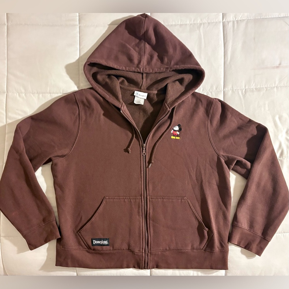 Disneyland Resort Mickey Mouse Hoodie Sweatshirt Zip Brown Size Youth XXLarge